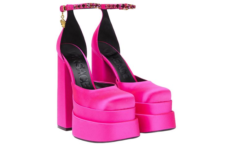 VERSACE Medusa Aevitas 155mm Platform Pumps Deep Fuschia