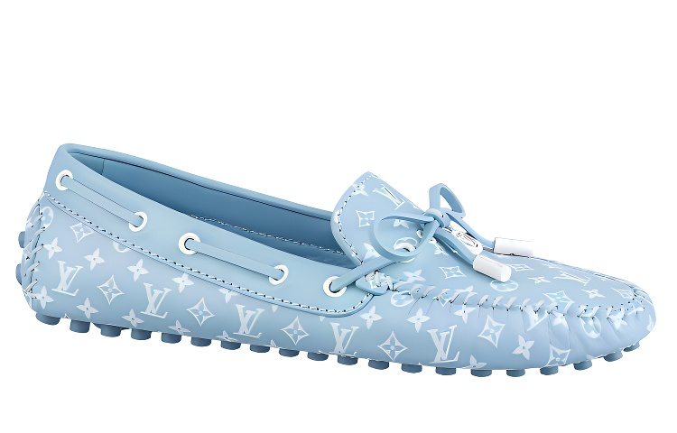 LOUIS VUITTON Lv Gloria Moccasin Shoes 'Blue Monogram' Women's