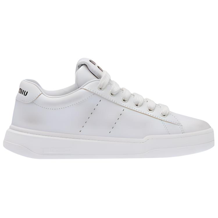 MIU MIU Leather Low top Stylish Skateboarding Shoes Women's White