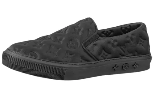 LOUIS VUITTON Ollie Leather Slip on Stylish Skateboarding Shoes Men's Black