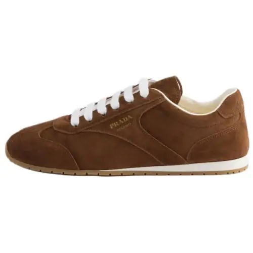 PRADA Leather, Suede Low top Casual Shoes 2cm Women's Cocoa Brown