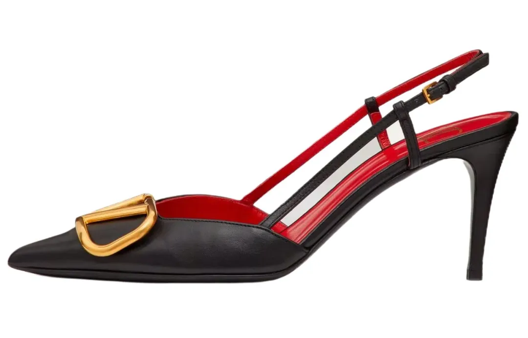 Valentino Leather Slim Heel High Heels 8cm Women's Black