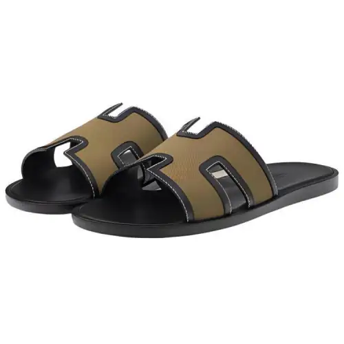 HERMES Izmir Slide Slippers Men's Black Brown