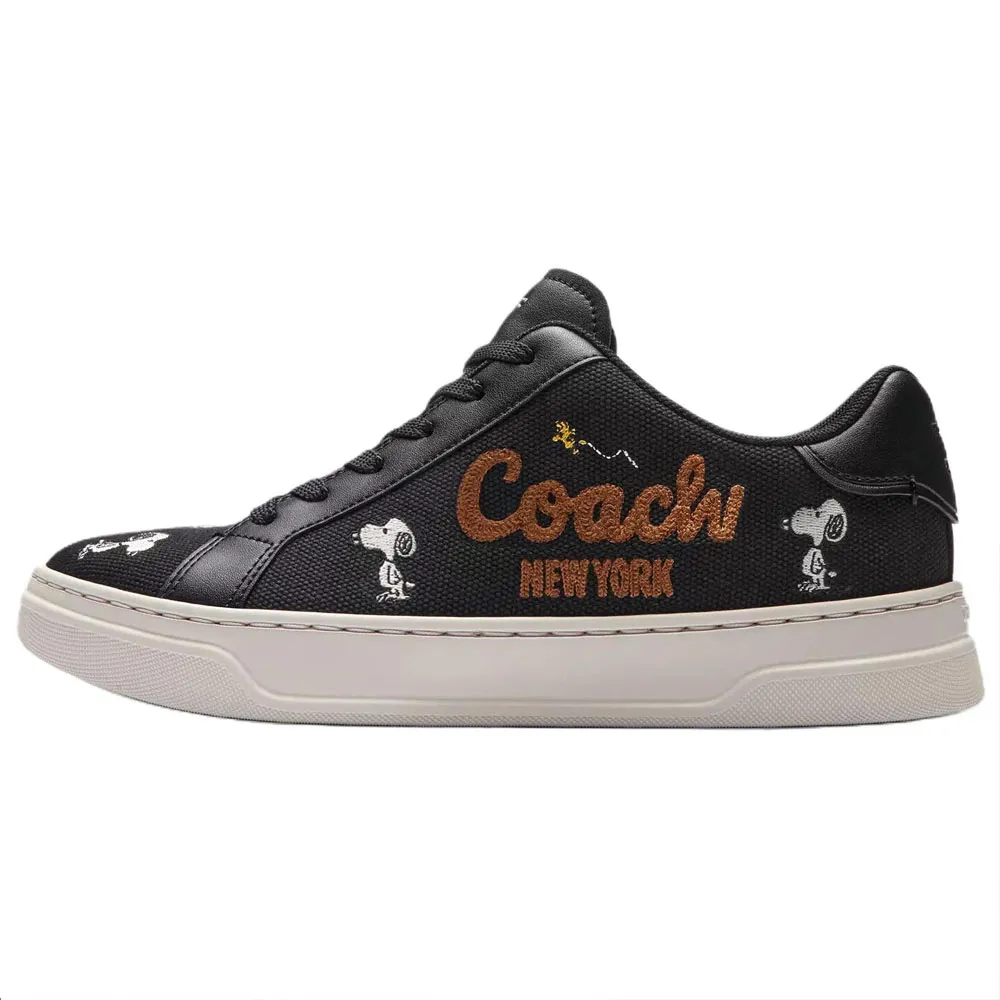 COACH x PEANUTS Canvas Leather Low top Skateboard Shoes Women's Black