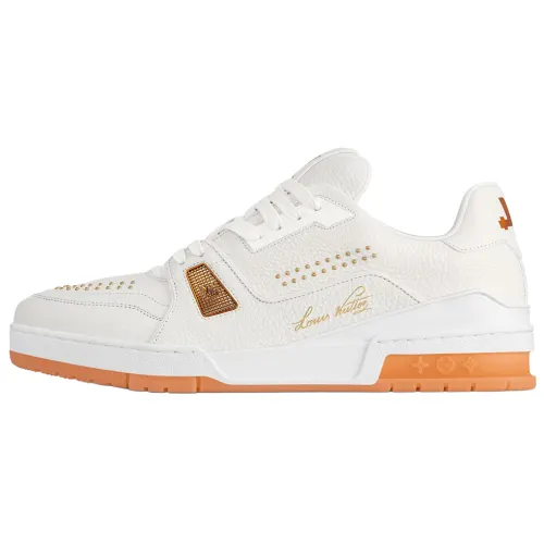 LOUIS VUITTON Trainer Low top Skateboard Shoes Men's White Orange