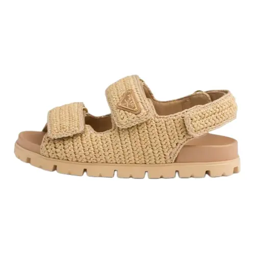 PRADA Logo-plaque Woven Sandals