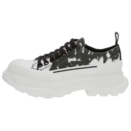 Alexander McQueen Tread Slick Low Lace Up White Black Women's