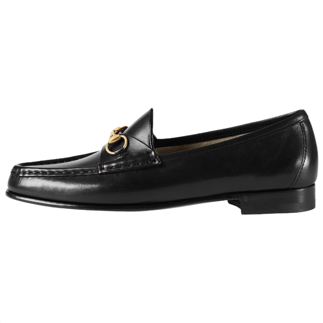 GUCCI 1953 Horsebit Loafers Black Leather Women's