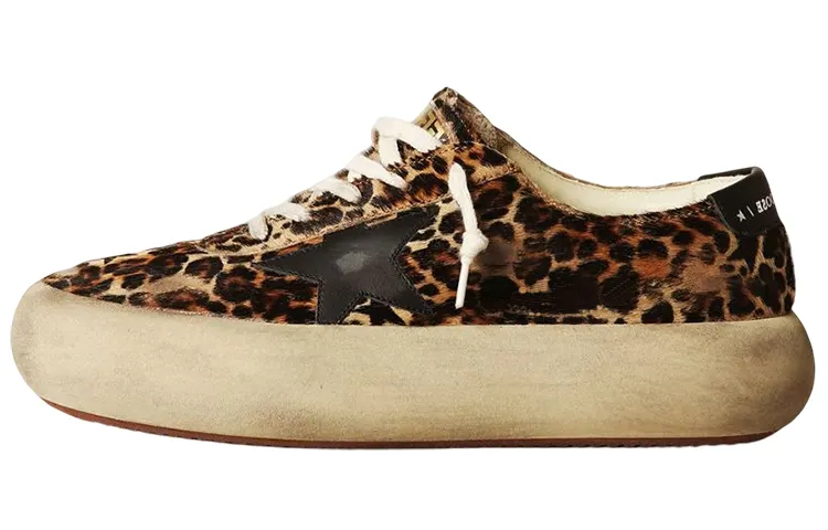 Golden Goose Space Star Leather Low top Stylish Skateboarding Shoes Women's Black Brown Distressed