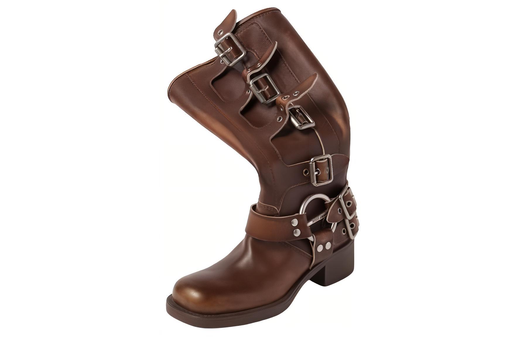 MIU MIU Buckle-detail Leather Boots