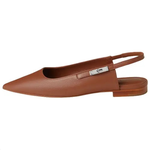 HERMES Lovely Leather Casual Shoes 1CM Women's Brown