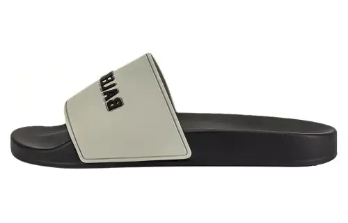 Balenciaga Pool Slides Logo Grey Black