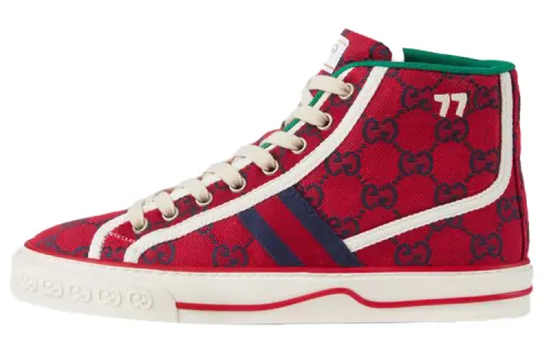 GUCCI Tennis 1977 High top Stylish Skateboarding Shoes Men's Red