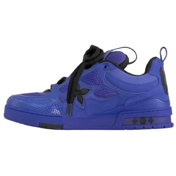 LOUIS VUITTON Skate Leather Low top Skateboard Shoes Men's Blue