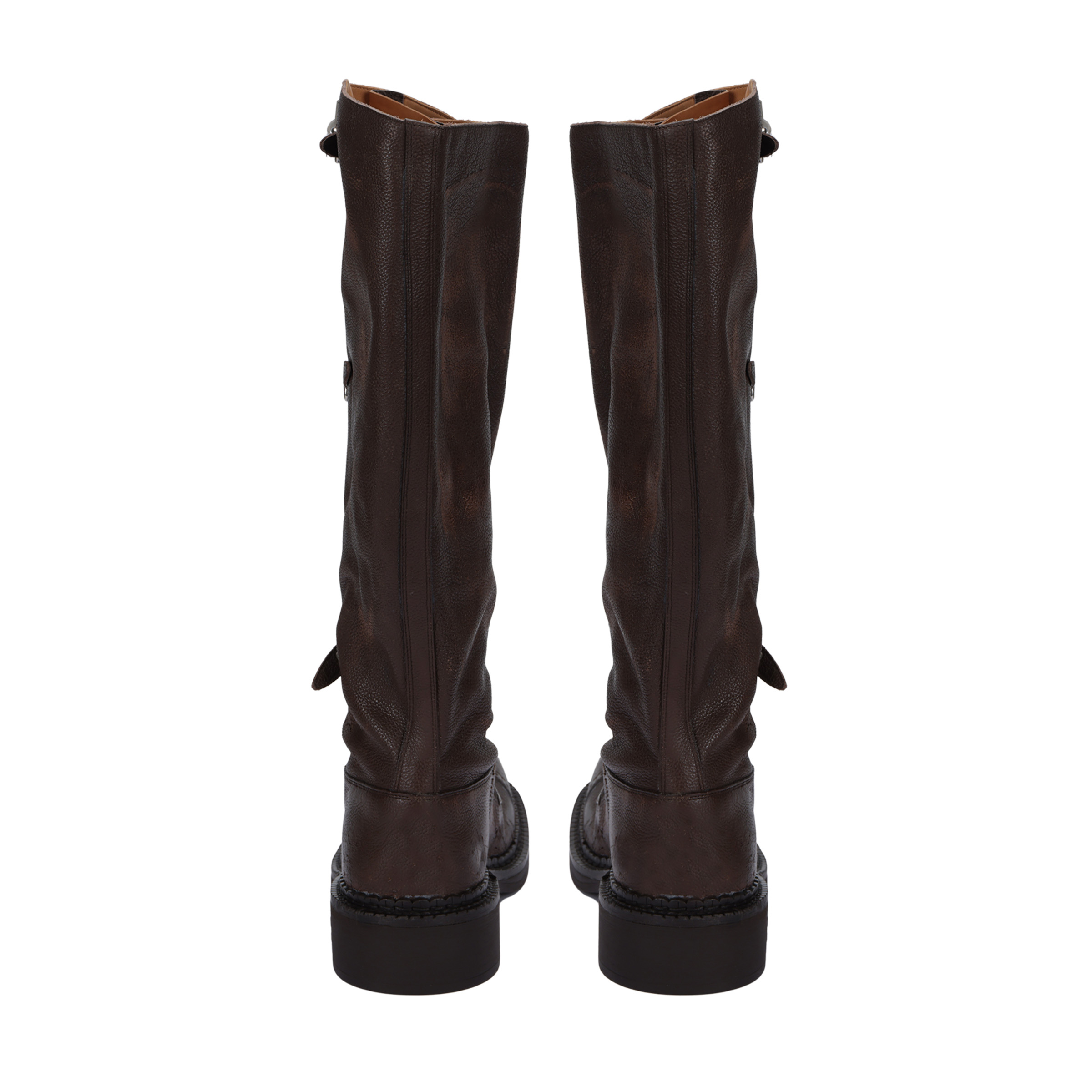 MIU MIU New Year Collection Leather Knee high Boots 3.5cm Women's Brown