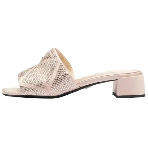 PRADA Crystal Satin Mules
