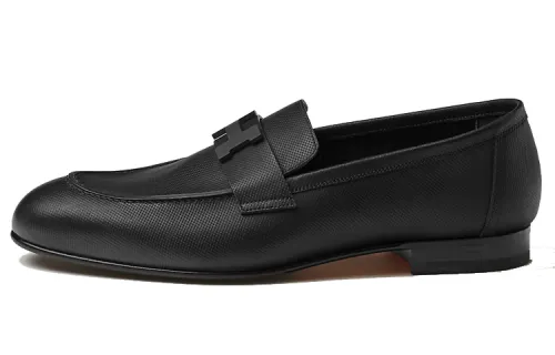 HERMES PARIS Leather Men's Casual Shoes Men's Black