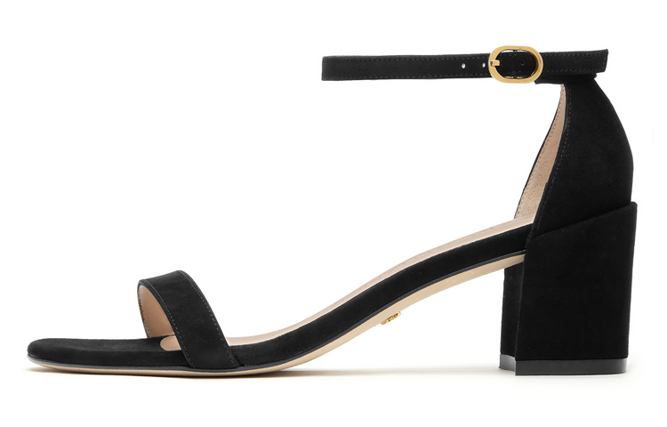 Stuart Weitzman/SW Suede Nubuck One Strap Sandals Women's Black