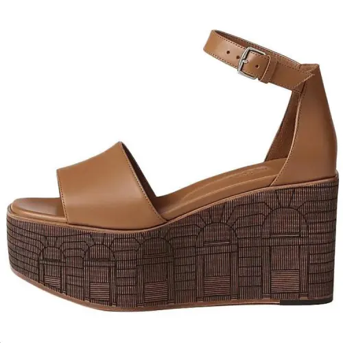 HERMES Iiiusion One Strap Sandals 3.5cm Women's Brown
