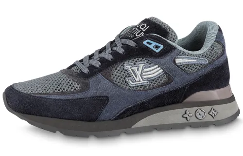 LOUIS VUITTON Run Away Cow Leather Abrasion Resistant Low top Casual Shoes Men's Blue Black