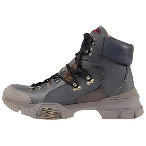 GUCCI Flashtrek Ankle Length Outdoor Boots Men's Brown Blue