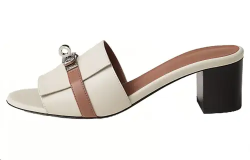 HERMES Gigi Fashion Trend Slide Slippers Women's Beige