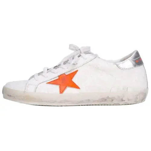 Golden Goose Super Star Skateboard Shoes Women's Low Top White Orange