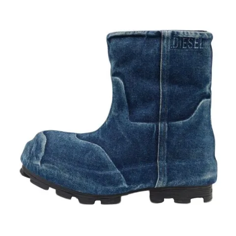 DIESEL D Hammer Denim Short Chelsea Boots Unisex Blue