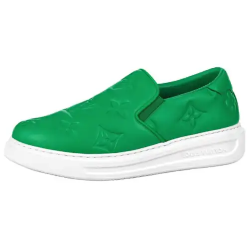 LOUIS VUITTON Beverly Hills Calfskin Casual Shoes Men's Green