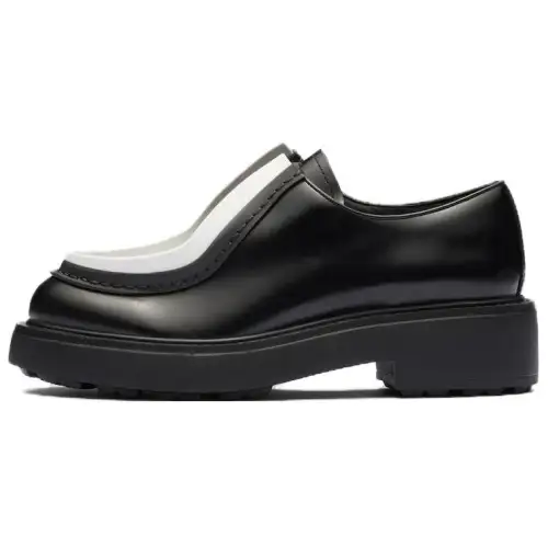 PRADA Women's Brushed Leather Lace-Up 'Hidden Laces - Black White'