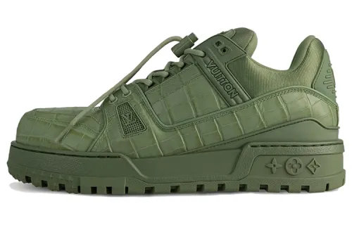 LOUIS VUITTON Trainer Maxi Cow Leather Low top Skateboard Shoes Unisex Green