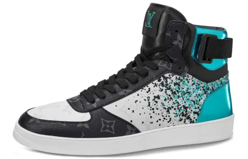 LOUIS VUITTON Rivoli Ankle Sneakers 'Metallic Blue With Black Monogram'