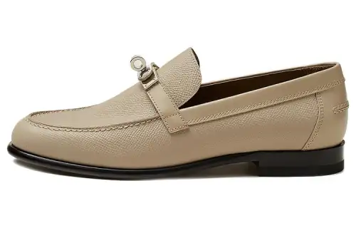 HERMES Destin Leather Casual Shoes Women's Beige
