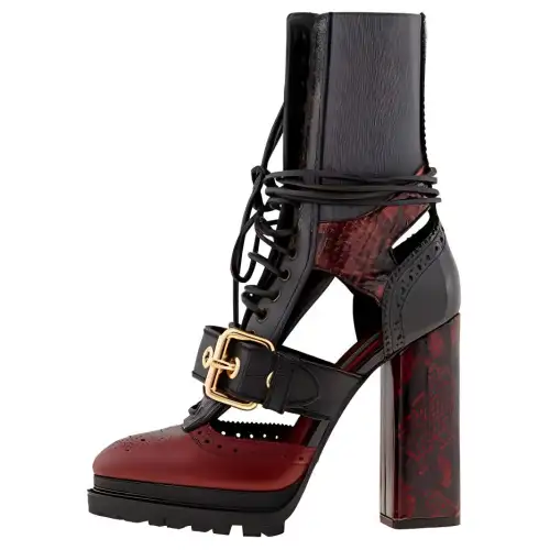 Burberry Leather Ankle Boots 12cm Women's Red