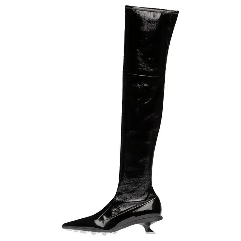 MIU MIU Naplak Knee high Boots Women's Black