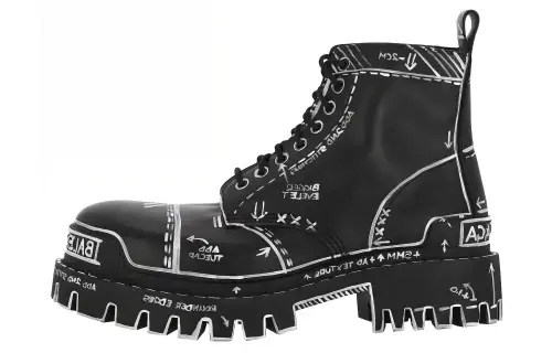 Balenciaga Strike Lace-Up Boot 'Marker Pen Print - Black'