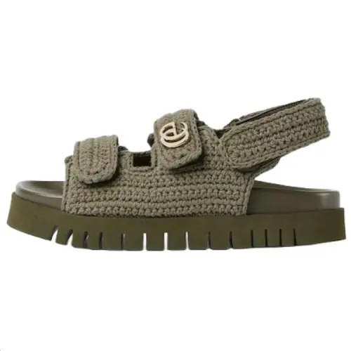 GUCCI Double G One Strap Sandals Women's Dark Green