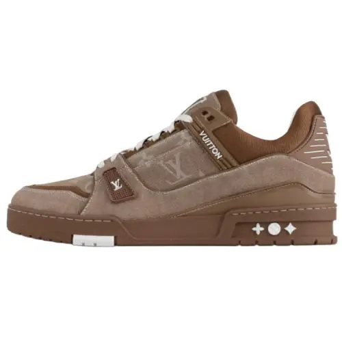 LOUIS VUITTON Trainer Denim Low top Skateboard Shoes Men's Brown