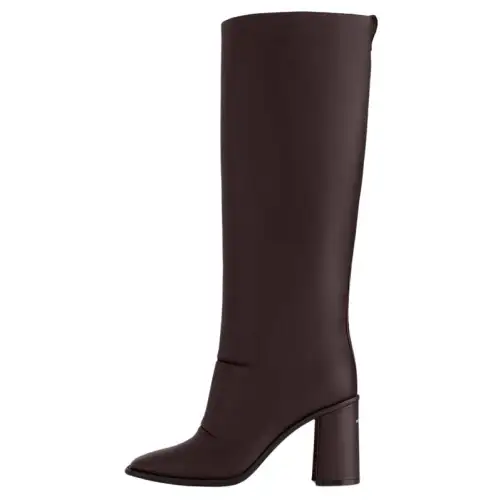 LOUIS VUITTON Berlin Calfskin Knee high Boots 8.5cm Women's Brown