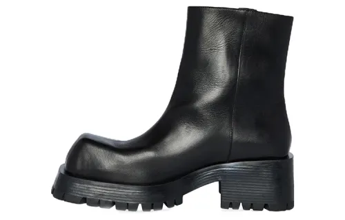 Balenciaga Trooper Cow Leather Minimalist Style Ankle Boots Men's Black