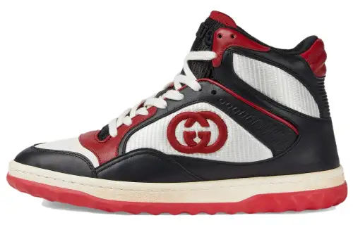 GUCCI MAC80 Leather High top Casual Shoes Women's Red Black