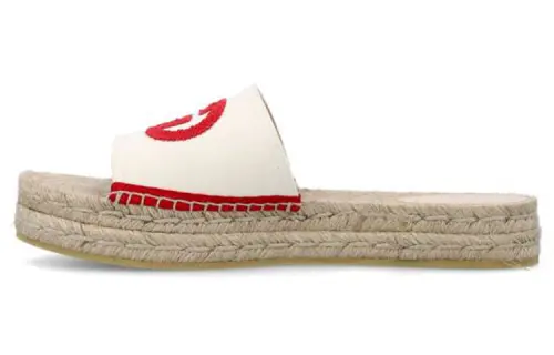 GUCCI Interlocking Slide Slippers Women's White Red