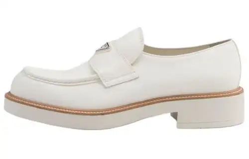 PRADA Triangle-logo Leather Loafers