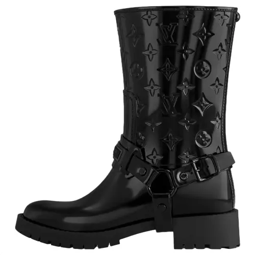 LOUIS VUITTON Drops Flat Half Rain Boots Women's Black