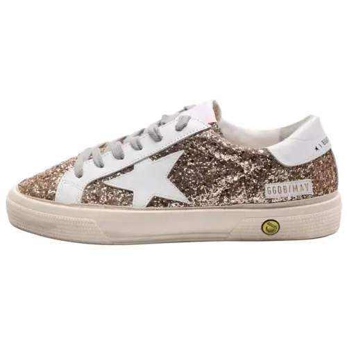 Golden Goose May Leather Low top Skateboard Shoes Women's Gold