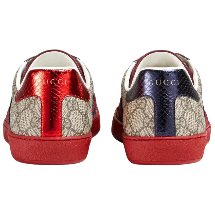 Мужские кеды Gucci ACE GG (белые с полосками) — фото 4
