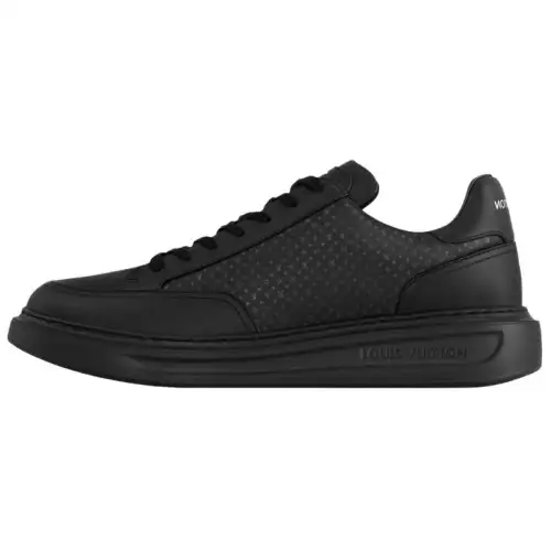 LOUIS VUITTON Beverly Hills Cow Leather Low top Skateboard Shoes Men's Black