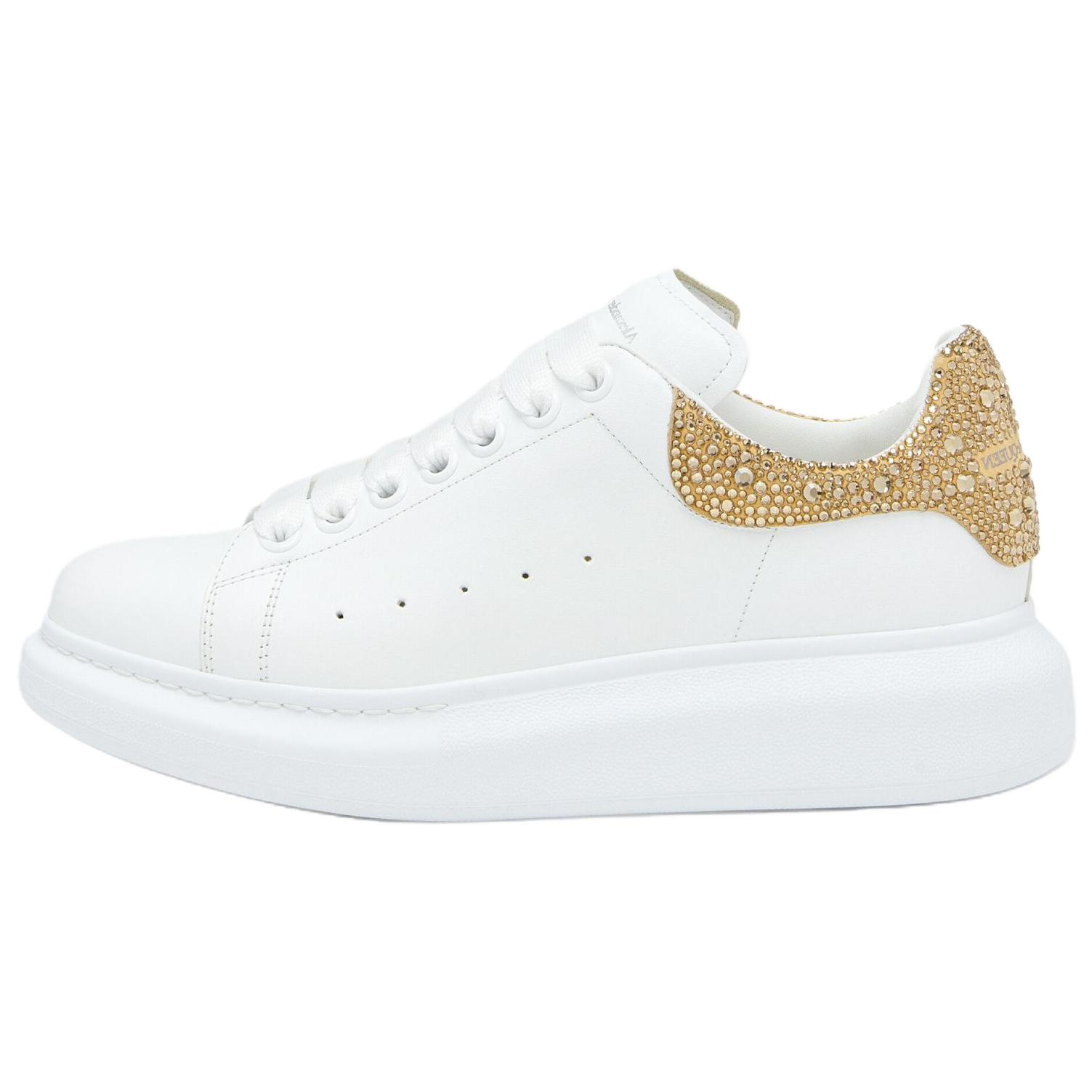 Женские кроссовки Alexander McQueen (бело-золотые)