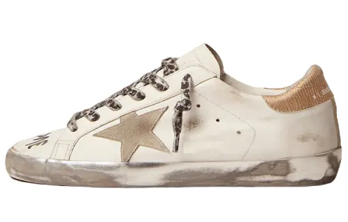 Golden Goose Super Star PU Leather Sports Low top Stylish Skateboarding Shoes Women's White Distressed