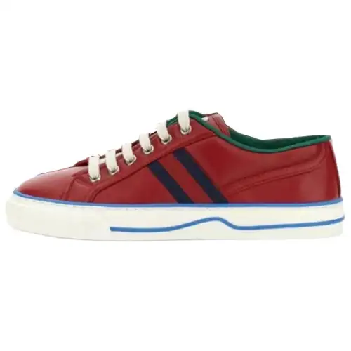 GUCCI Tennis 1977 Leather Low top Skateboard Shoes Women's Red